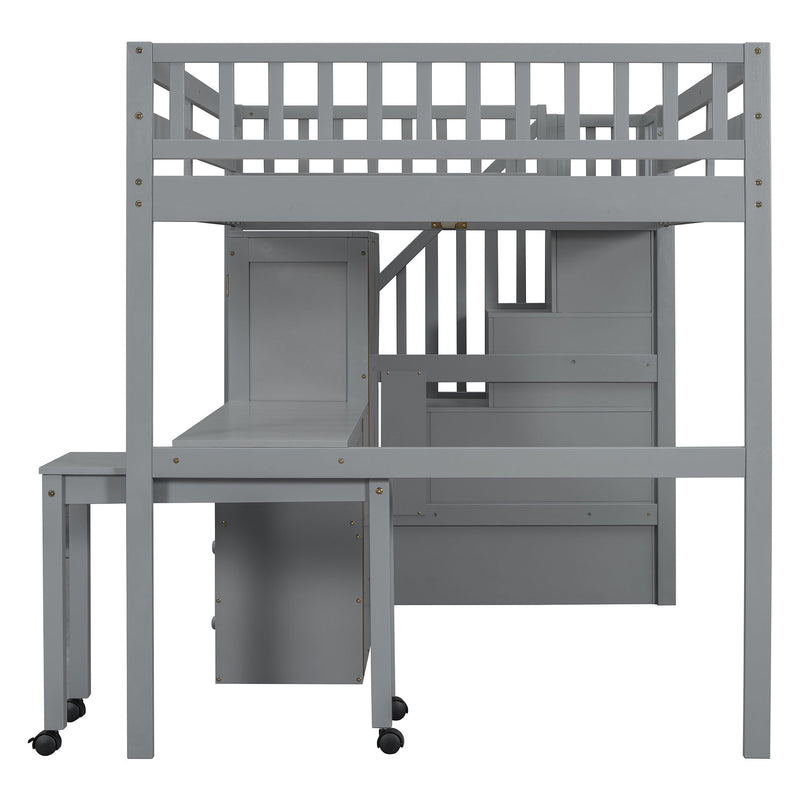 Loft Bed With Stairs, Bookshelf, Drawers, Desk & Wardrobe, Space Saving Multifunctional Furniture - R&R Furniture Gallery (Fountain Valley, CA)