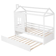 Twin Size Classic House Bed With Twin Size Trundle - White - R&R Furniture Gallery (Fountain Valley, CA)
