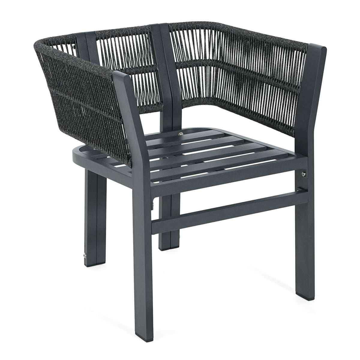 7 Piece Outdoor Dining Set & Table And 6 Chairs - Black / Gray / Teak