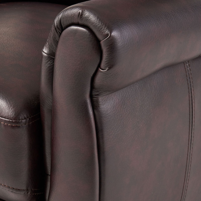Noble House Memphis burgundy recliner club chair with padded armrests and plush upholstery, showcasing a stylish reclining design.