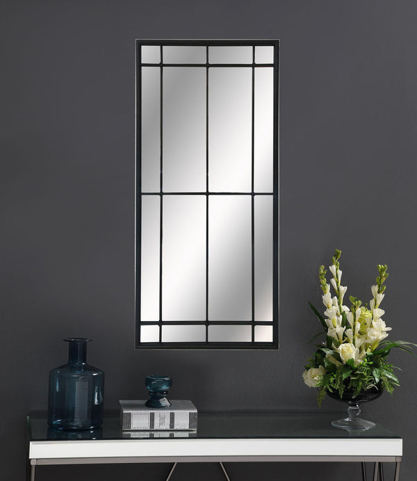 Annetta 24 x 52 Inch Window Pane Wall Mirror Black