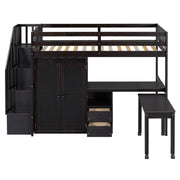 Loft Bed With Stairs, Bookshelf, Drawers, Desk & Wardrobe, Space Saving Multifunctional Furniture - R&R Furniture Gallery (Fountain Valley, CA)