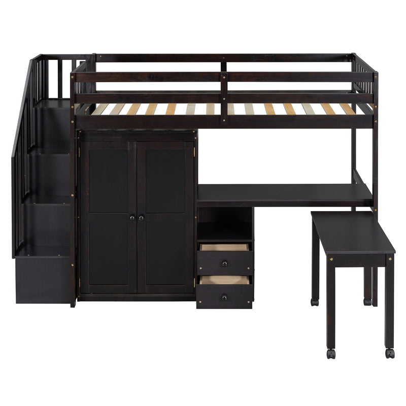 Loft Bed With Stairs, Bookshelf, Drawers, Desk & Wardrobe, Space Saving Multifunctional Furniture - R&R Furniture Gallery (Fountain Valley, CA)