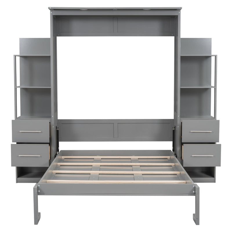 Murphy Wall Bed With LED Lights, Shelves And Drawers - R&R Furniture Gallery (Fountain Valley, CA)