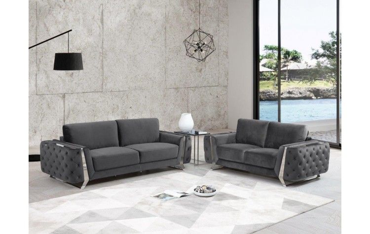 1051 - Contemporary Velvet Set - R&R Furniture Gallery (Fountain Valley, CA)