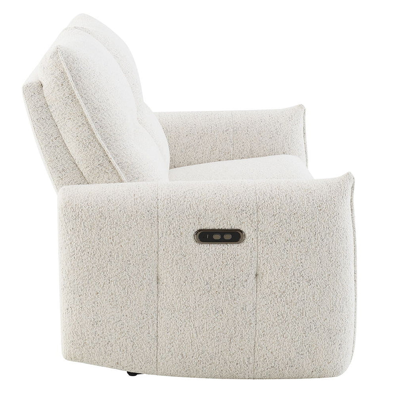 Lalisa - Power Motion Loveseat With USB Port - Cream Chenille - R&R Furniture Gallery (Fountain Valley, CA)