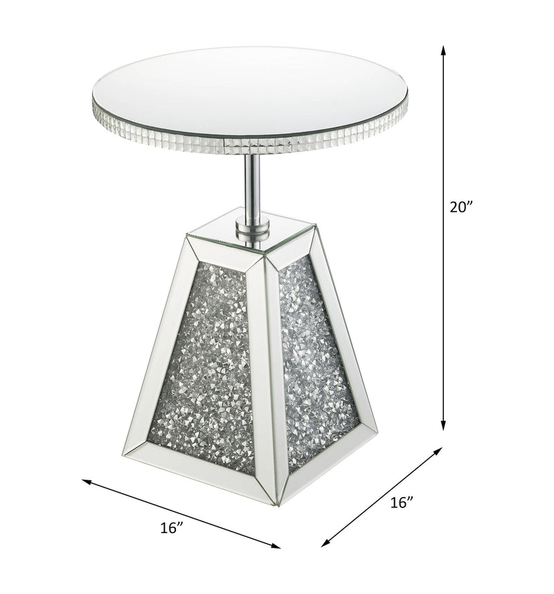 Noralie - 20" Accent Table - Mirrored & Faux Diamonds - R&R Furniture Gallery (Fountain Valley, CA)