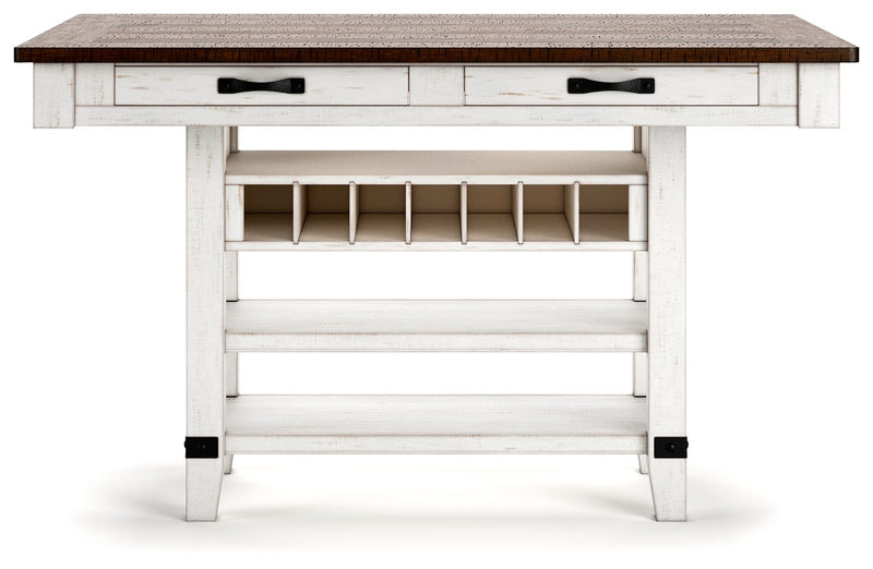 Valebeck - Rect Dining Room Counter Table With Wine Rack - R&R Furniture Gallery (Fountain Valley, CA)
