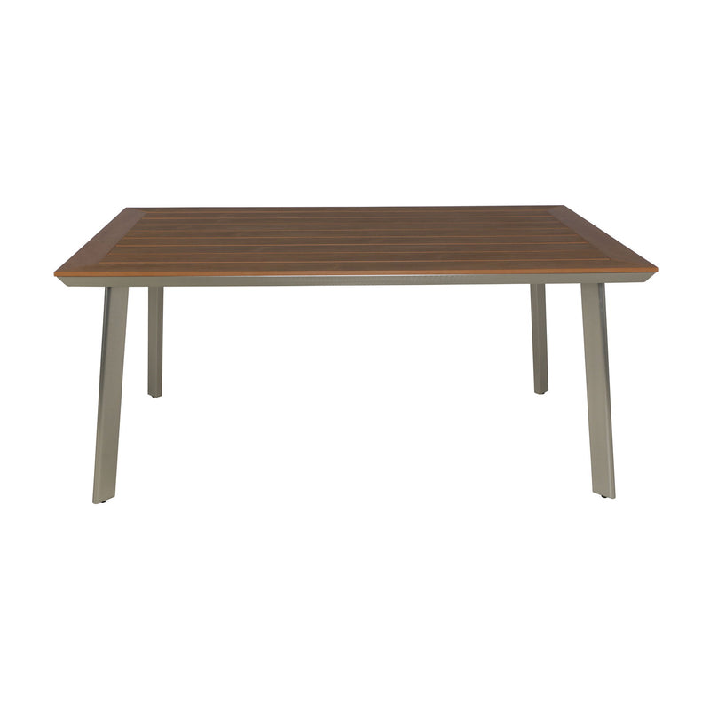 Outdoor Dining Table With Eucalyptus Wood Topped - Silver - R&R Furniture Gallery (Fountain Valley, CA)