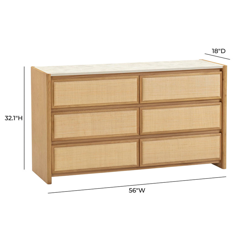 Paige - 6-Drawer Dresser - Natural Oak - R&R Furniture Gallery (Fountain Valley, CA)
