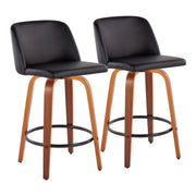 Lumi Source Toriano mid-century modern counter stool set of 2 with wooden legs and upholstered seats, stylish and functional for kitchen counters.