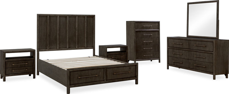 Dorsey Two Drawer USB-charging Nightstand in Basalt Grey