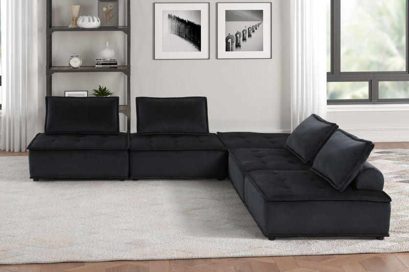 Lilola Home Anna stylish sectional sofa with matching ottoman, stationary sectional with plush cushions and modern design.