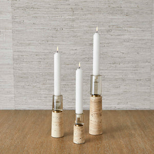 Optic - Candleholders (Set of 3) - Travertine