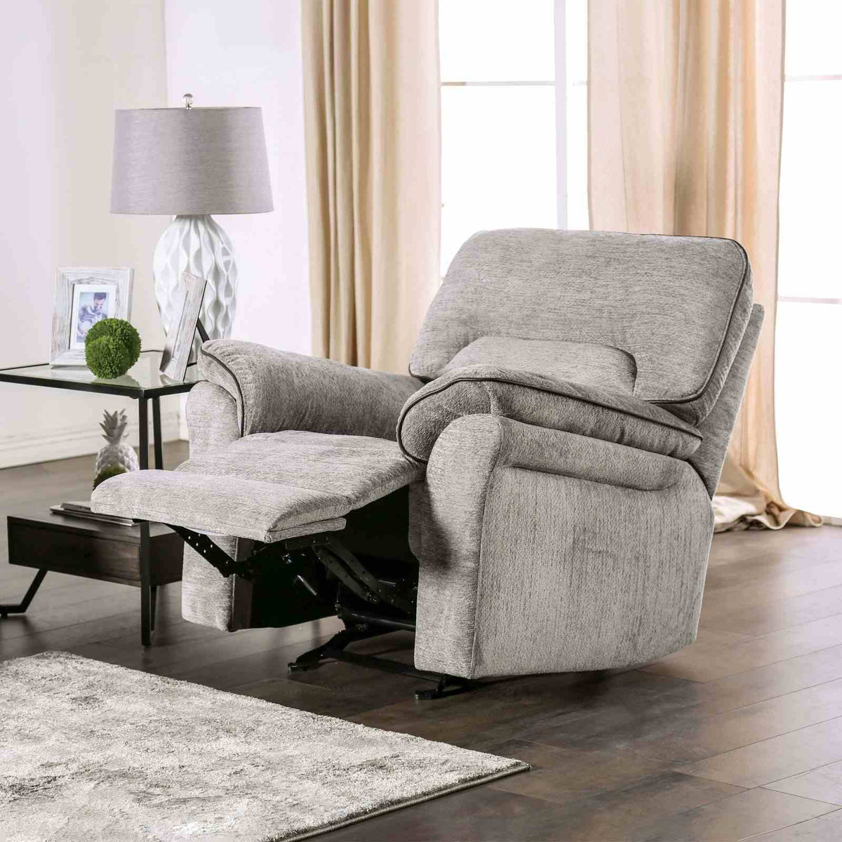 Josias - Glider Recliner, Light Gray Fabric