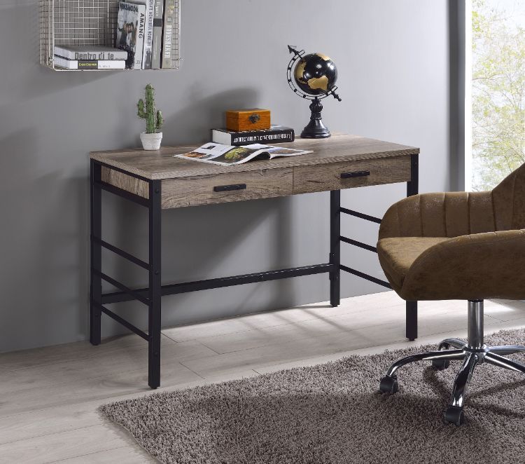 Disho - Writing Desk With USB - Light Weathered Oak & Black - R&R Furniture Gallery (Fountain Valley, CA)