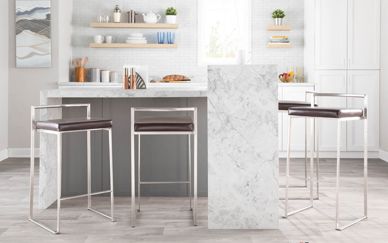 Lumi Source Fuji contemporary stackable barstool set featuring sleek modern design and sturdy construction, shown in a stylish interior setting.