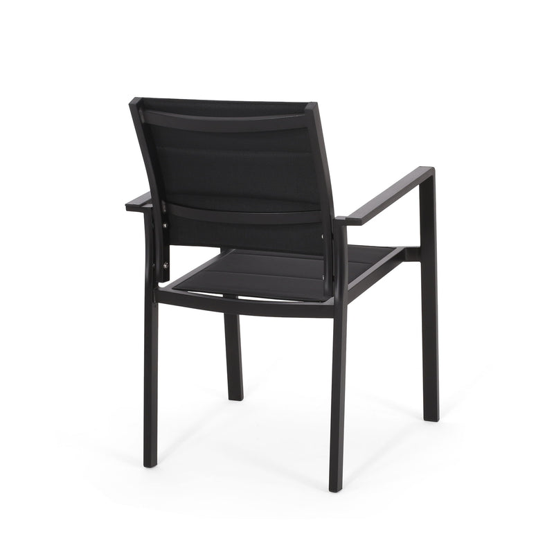 Baird - Outdoor Mesh And Aluminum Dining Chairs - Black - R&R Furniture Gallery (Fountain Valley, CA)