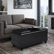 Avalon - Tray Storage Ottoman With Lift Up Lids - Midnight Black - R&R Furniture Gallery (Fountain Valley, CA)