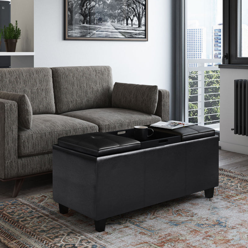 Avalon - Tray Storage Ottoman With Lift Up Lids - Midnight Black - R&R Furniture Gallery (Fountain Valley, CA)