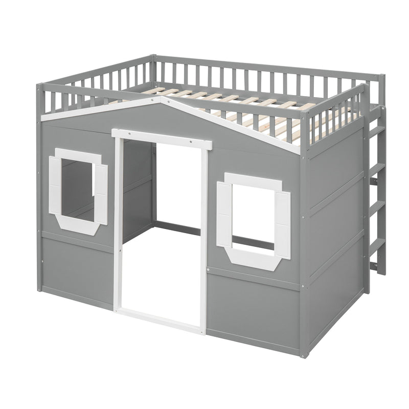DreamHaus elegant house loft bed with built-in ladder and cozy house-shaped frame, ideal for space-saving bedroom decor.
