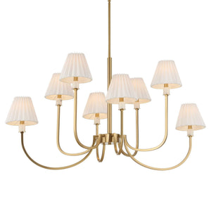 Poppins - 8 Light Brass Chandelier - White / Gold