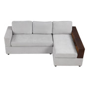 Noble House stationary sectional sofa with upholstered fabric and reversible armrests, ideal for modern living room seating.