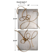 Uttermost Harmony gold metal wall art set of 2, modern decorative wall decor with sleek, abstract design for stylish interior accents.