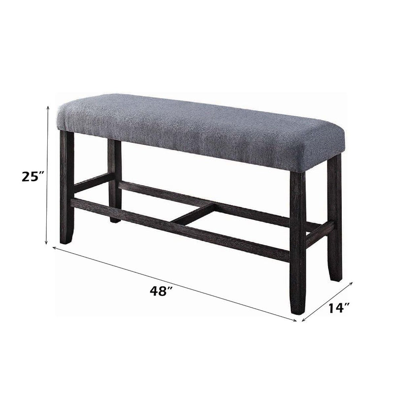 Yelena - Counter Height Bench - Fabric & Weathered Espresso - R&R Furniture Gallery (Fountain Valley, CA)