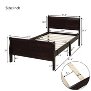 DreamHaus platform bed frame with wooden slats, sleigh style headboard and footboard, sturdy mattress foundation for bedroom decor.