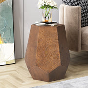 Modern hammered iron geometric end table by Noble House with a stylish metal frame and a round tabletop.