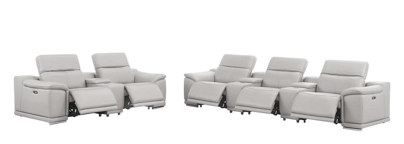 2679 - Power Reclining Sofa And Loveseat In Genuine Leather (5 Recliners With Power Headrests & 3 Consoles)