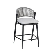 Outdoor 26" Counter Height Metal Frame Counter Stools With Scallop Shaped Backrest & Water Resistant Cushions - R&R Furniture Gallery (Fountain Valley, CA)