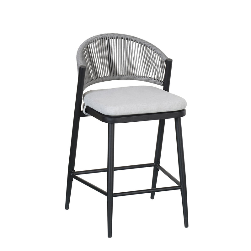 Outdoor 26" Counter Height Metal Frame Counter Stools With Scallop Shaped Backrest & Water Resistant Cushions - R&R Furniture Gallery (Fountain Valley, CA)