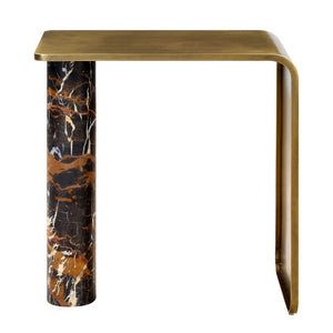 Pillar of Strength - Accent Table - Black / Brass / Brown