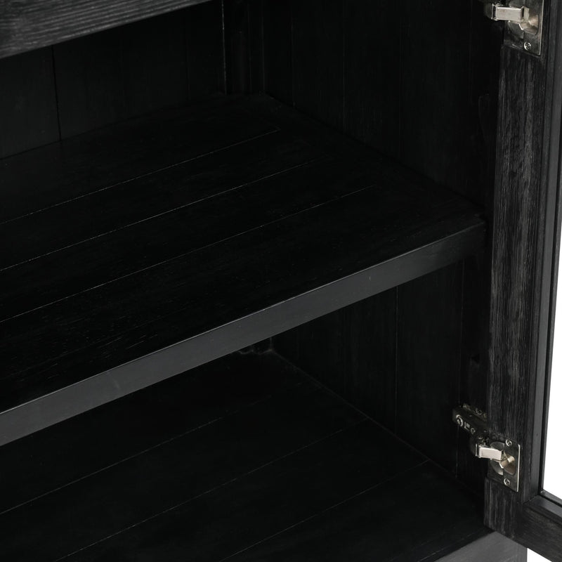 Macarthur - Reclaimed Oak 4 Door Cabinet - Aged Black