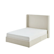 Carmen - King Size Upholstered Wingback Bed - Ivory - R&R Furniture Gallery (Fountain Valley, CA)