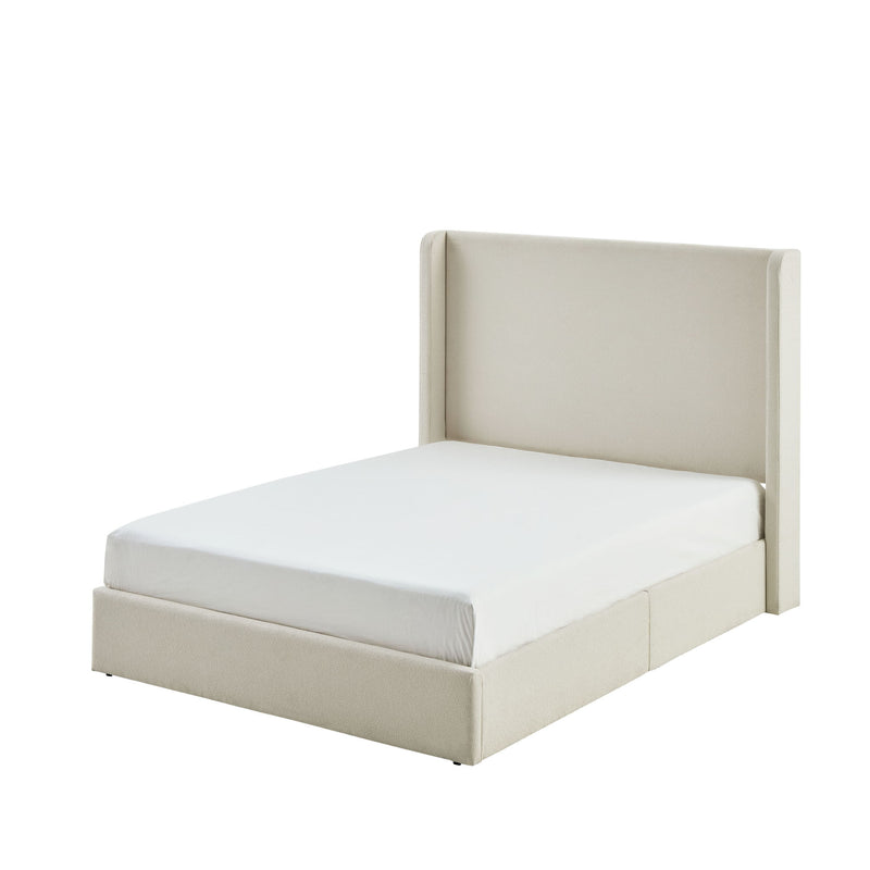 Carmen - King Size Upholstered Wingback Bed - Ivory - R&R Furniture Gallery (Fountain Valley, CA)