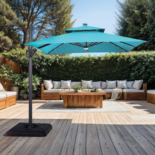Xico - 8' SQ Umbrella, Double Top, LED Light + Control, Teal