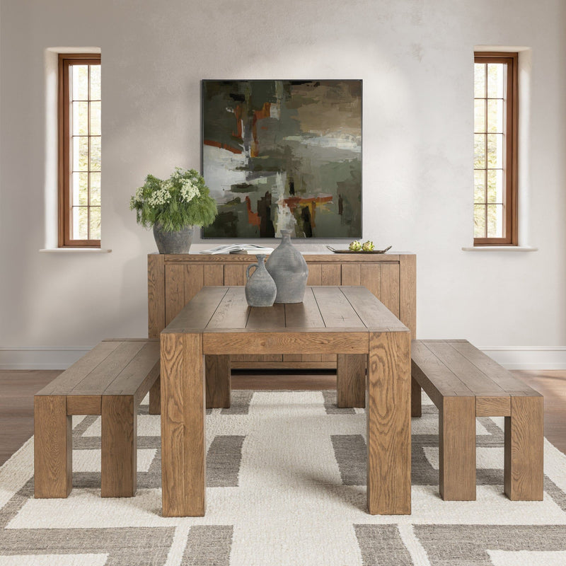 Classic Home Bristol dining bench with a wooden seat and sturdy metal legs, perfect for kitchen or dining room seating.