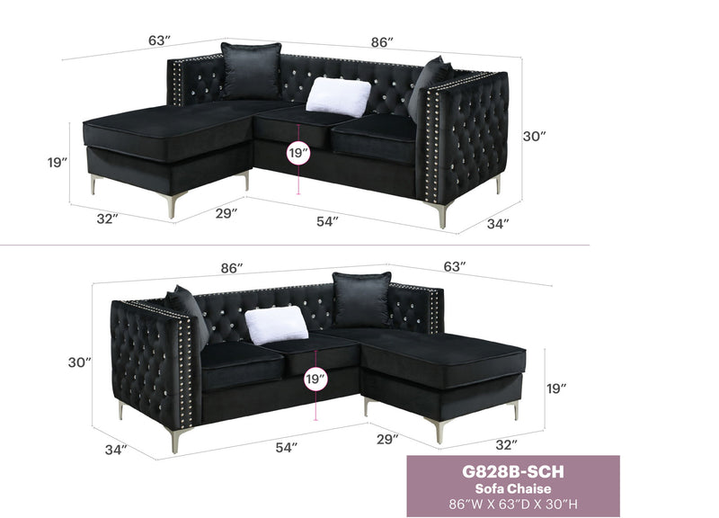 Glory Furniture Paige sofa chaise in beige stationary sectional with plush cushions and wide armrests, perfect for modern living rooms.