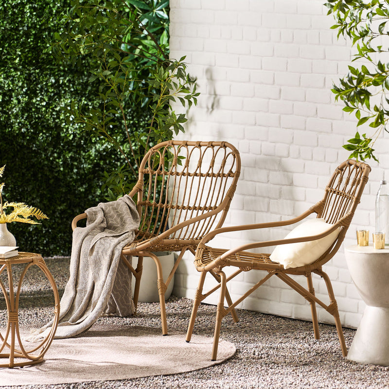 Noble House Monsoon outdoor accent chair with open weave design, featuring a stylish and comfortable seating option.