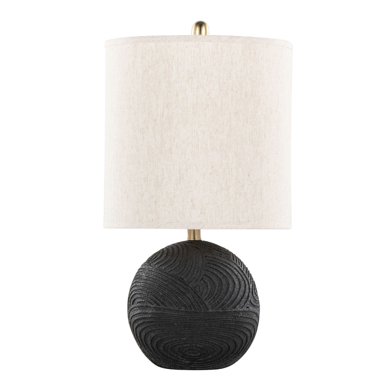 Lumi Source Kona contemporary table lamp set with matte black bases and natural fabric shades, modern lighting for living spaces
