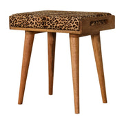 Leopard Tray Style Footstool - Brown Oak - R&R Furniture Gallery (Fountain Valley, CA)