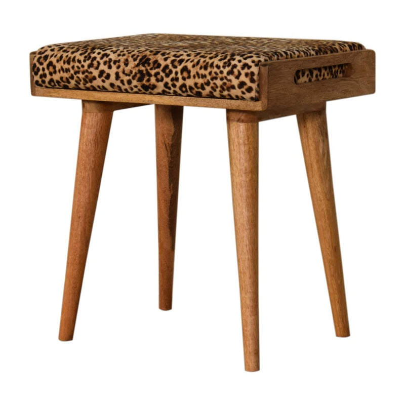 Leopard Tray Style Footstool - Brown Oak - R&R Furniture Gallery (Fountain Valley, CA)