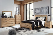 Hyanna 6-piece panel bedroom set by Signature Design by Ashley featuring a bed frame, nightstands, dresser, and mirror in a modern style.