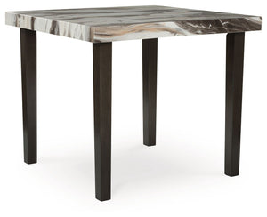 Jesina square dining room counter table by Signature Design by Ashley, dark brown wood with beige accents, shown in a modern kitchen setting.