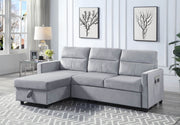 Ruby - Reversible Sleeper Sectional Sofa With Storage Chaise And Side Pocket - Light Gray - R&R Furniture Gallery (Fountain Valley, CA)