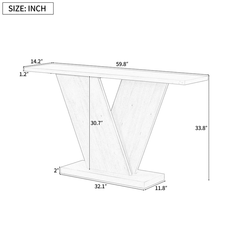 Console Table With V Shape Base, Sculptural Entryway Accent - R&R Furniture Gallery (Fountain Valley, CA)