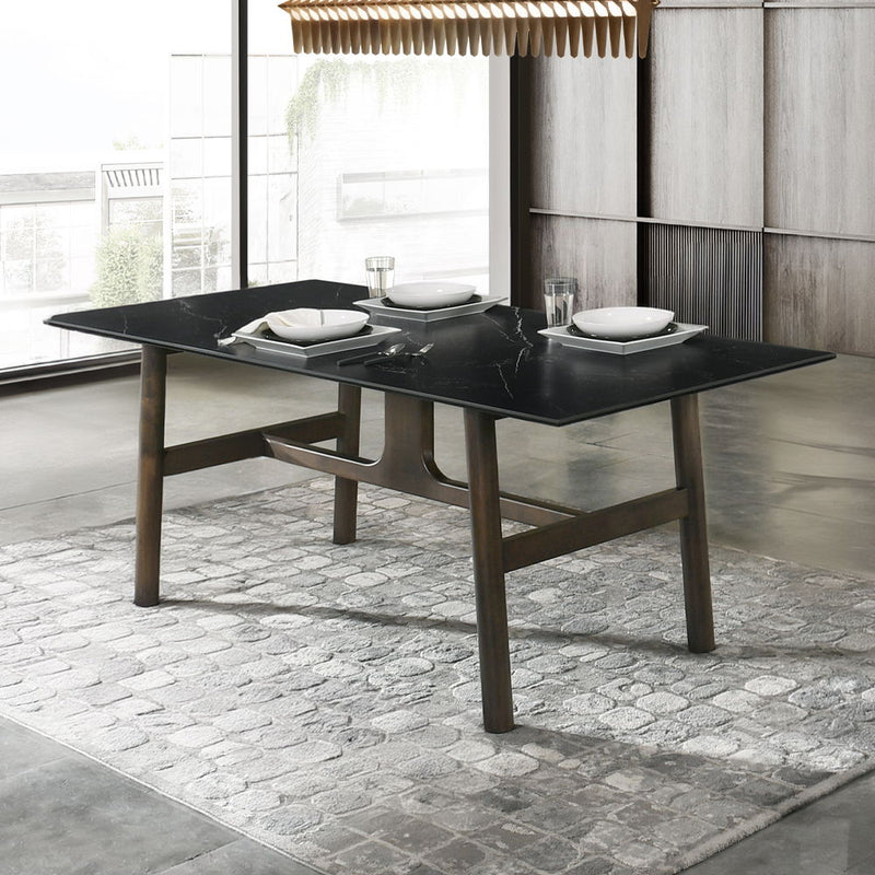 Destin - Dining Table - Sintered Stone & Walnut - R&R Furniture Gallery (Fountain Valley, CA)